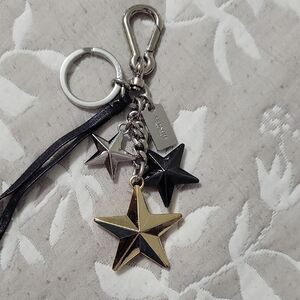 Coach Gold, Black, and Silver Star Keychain/Bagcharm